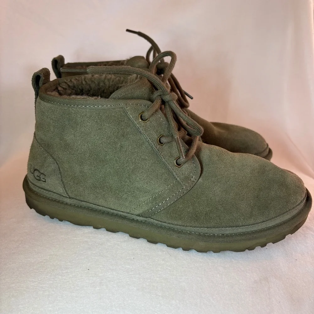 UGG Neumel Burnt Olive Green Suede Lace Up Chukka Boots 1094269 Womens 10